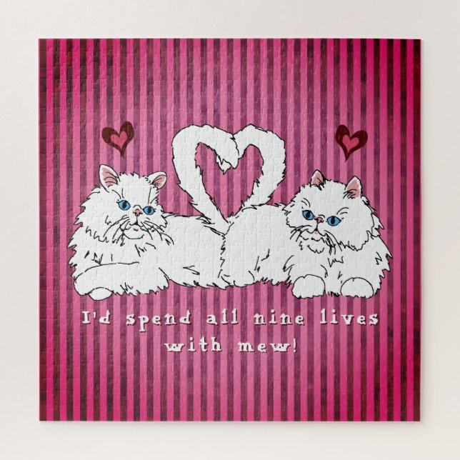 Weiße persische Katzen mit Herzvalentiner Puzzle (Vertikal)