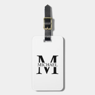 Weiße Personalisierte Monogramm und Name Gepäckanhänger