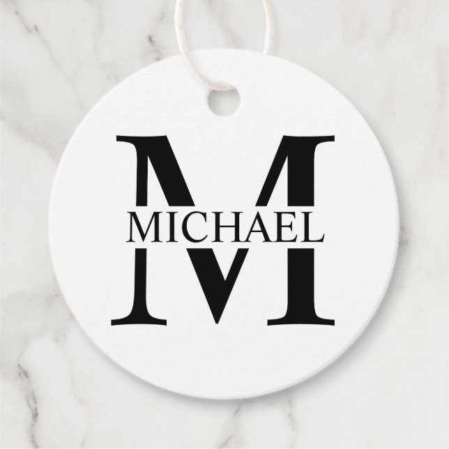Weiße Personalisierte Monogramm und Name Geschenkanhänger (Vorderseite)