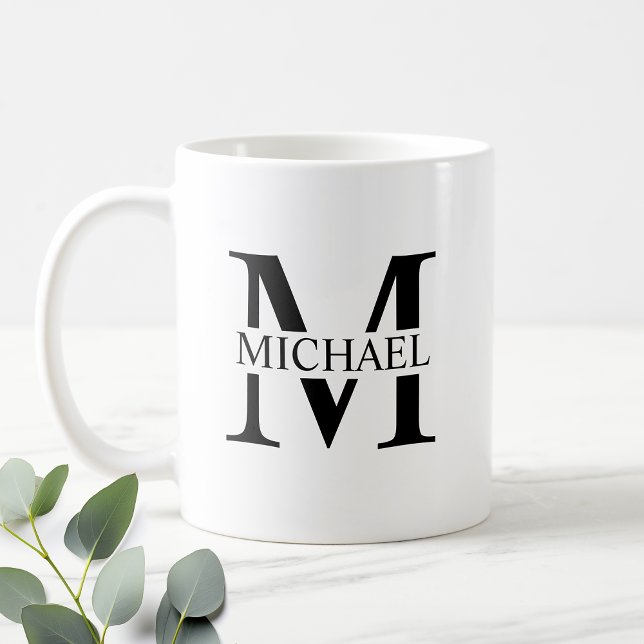 Weiße Personalisierte Monogramm und Name Kaffeetasse (Von Creator hochgeladen)