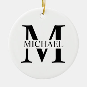 Weiße Personalisierte Monogramm und Name Keramik Ornament
