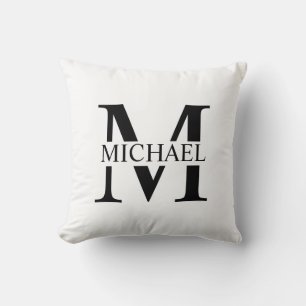 Weiße Personalisierte Monogramm und Name Kissen