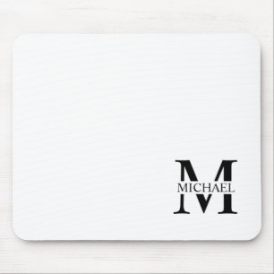 Weiße Personalisierte Monogramm und Name Mousepad