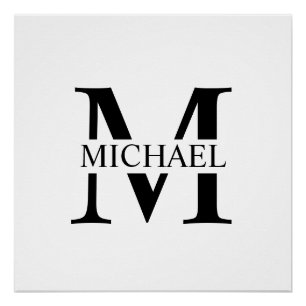 Weiße Personalisierte Monogramm und Name Poster