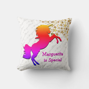 Weiße personalisierte UNICORN-Erinnerung Kissen
