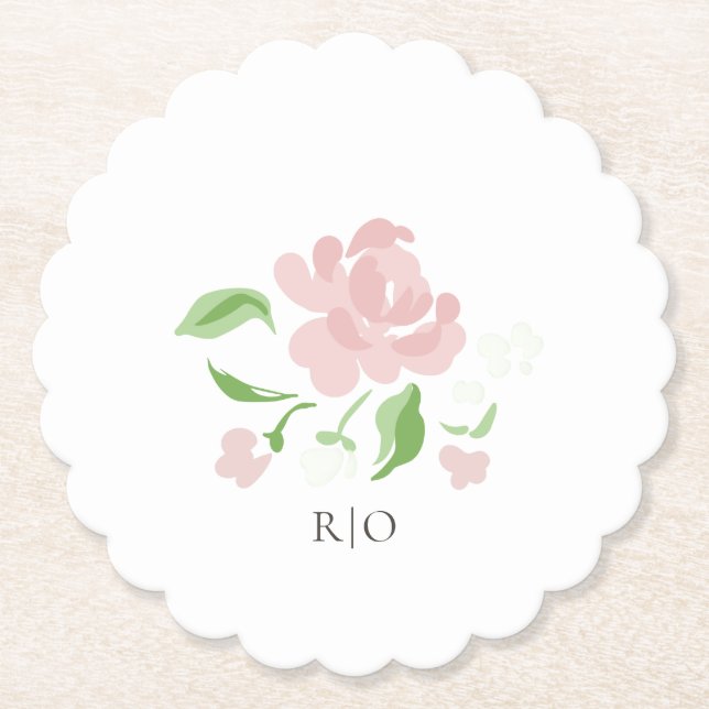 Weiße | Petit Blush Blumen-Papier-Unterlage Untersetzer (Vorderseite)