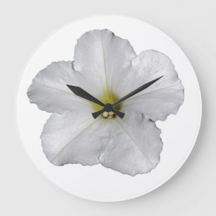 Weiße Petunia-Blumen-Blumen-Weihnachtsdekoration S Große Wanduhr