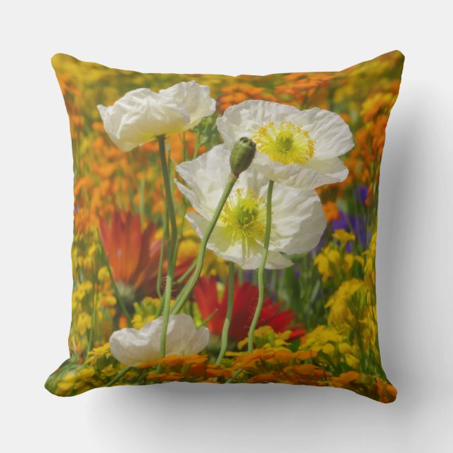 Weiße Pfeffer, die um die farbenfrohen Blume wachs Kissen (Vorderseite)