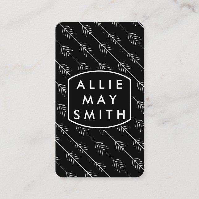 Weiße Pfeile / Schwarz Visitenkarte (Vorderseite)