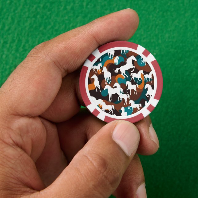Weiße Pferde Abstrakt Pokerchips (Hand)