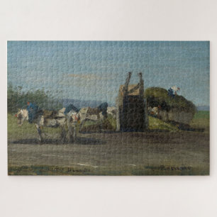 Weiße Pferde und Karren (1862) von Camille Pissarr Puzzle