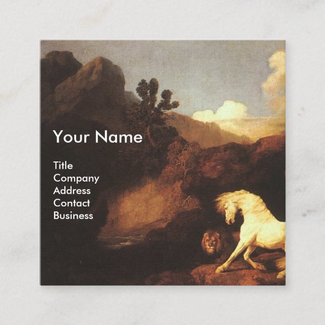 WEISSE PFERDE UND LIEBE / CADUCEUS VETERINÄRER SYM QUADRATISCHE VISITENKARTE (Vorderseite)