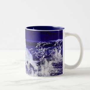 Weiße Pferde Zweifarbige Tasse