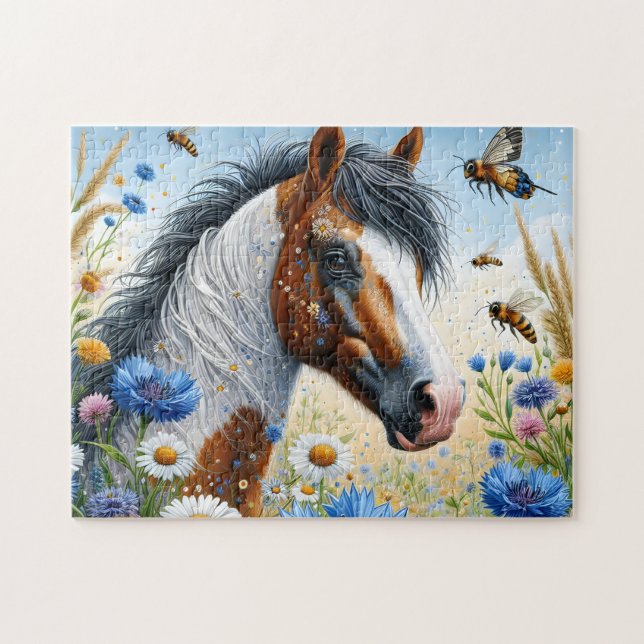 Weiße Pferdeblumen Puzzle (Horizontal)