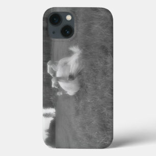 Weiße Pferderollen im B&W-Foto im Gras auf der BC  Case-Mate iPhone Hülle