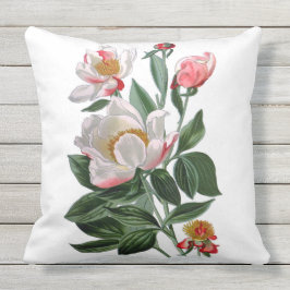 Weiße Pfingstrosen-Gewebe-Wurfs-Kissen im Kissen Für Draußen