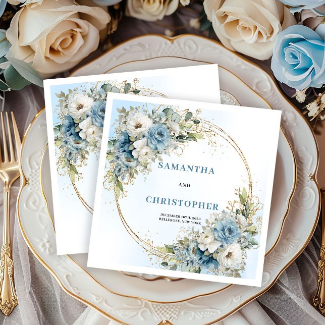 Weiße Pfingstrosen mit goldenem Rahmen - elegante  Serviette (Chic White Peonies Gold Frame Wedding Napkins)
