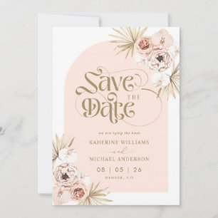 Weiße Pfirsich-Rosa-Blumen Hochzeitsankündigung "S Save The Date