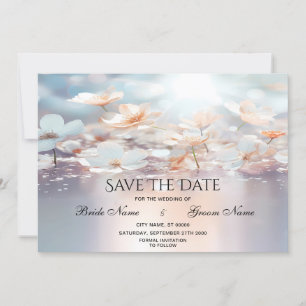 Weiße Pfirsichblume Save the Date
