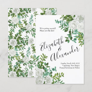 Weiße Pfirsiche und Rose-Blumenhochzeit Sichern Si Einladung