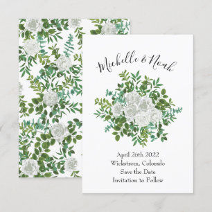 Weiße Pfirsiche und Rose-Blumenhochzeit Sichern Si Einladung