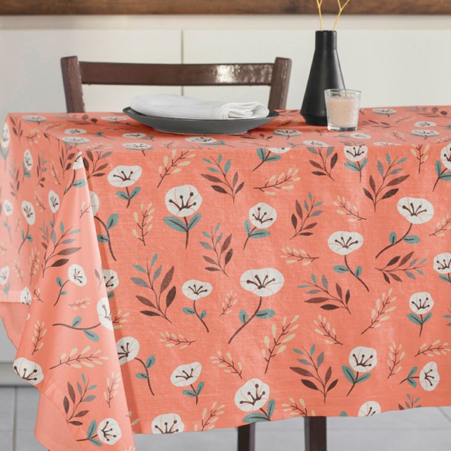 Weiße Pflaumen auf fett rotem Tablettenkern Tischdecke (Von Creator hochgeladen)