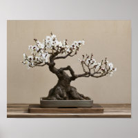 Weiße Pflaumen-Bonsai-Kunst | Japanische Wandkunst