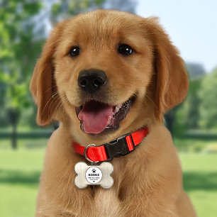 Weiße Pfotenabdruck-Hundeknochen-Monogramm Tiermarke
