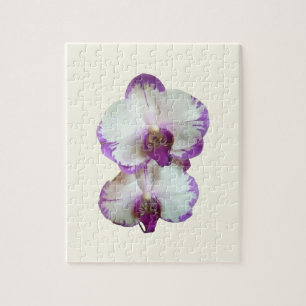 Weiße Phalaenopsis-Orchideen mit violetten Rändern Puzzle