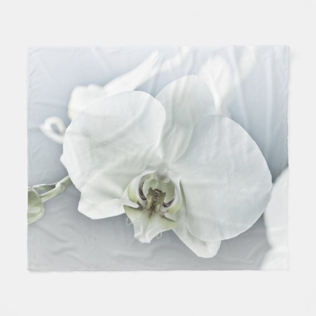 Weiße Phaleonopsis Orchid Fleecedecke (Vorderseite (Horizontal))