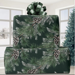 Weiße Pine Cones Silver Spruce Tree Garland Grün Geschenkpapier