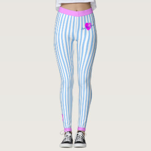 Weiße Pinstripes mit Namensschild Herzstück auf BL Leggings