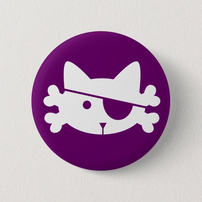 Weiße Piraten-Katze - Knopf Button (Vorderseite)