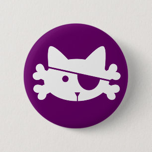 Weiße Piratenkatze - Knopf Button