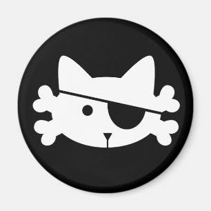 Weiße Piratenkatze - Magnet