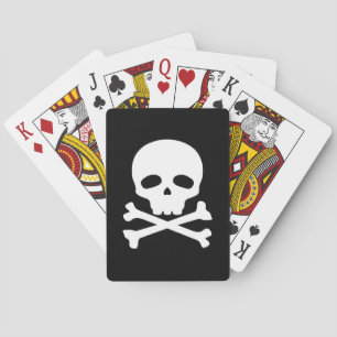 Weiße Piratenschädel auf schwarzem Hintergrund Spielkarten