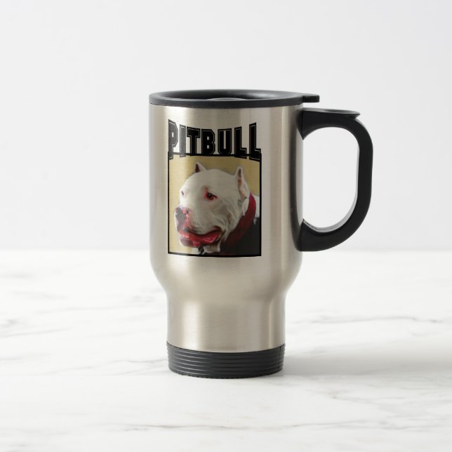 Weiße Pitbull Reise-Tasse Reisebecher (Rechts)