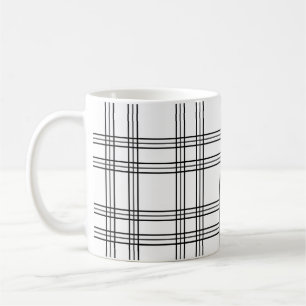 Weiße Plaid-Tartan mit schwarzen Linien Kaffeetasse