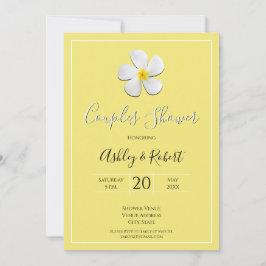 Weiße Plumeria Blume auf Gelb, Paardusche Einladung