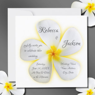 Weiße Plumeria-Blume mit Gelb, Hochzeit, Einladung