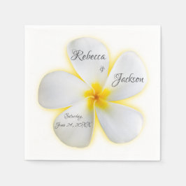 Weiße Plumeria-Blume mit Gelb, Hochzeit, Napkin Serviette