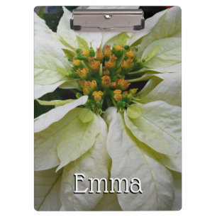 Weiße Poinsettia Elegante Weihnachtsfeier Floral Klemmbrett