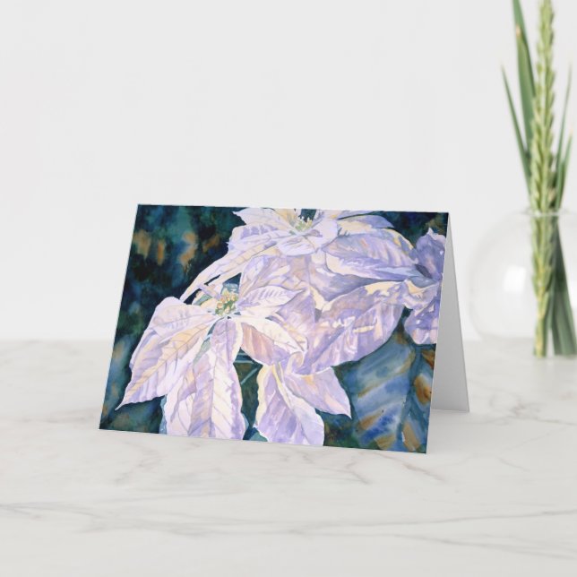 Weiße Poinsettia-Gruß-Karte Feiertagskarte (Vorderseite)