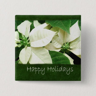 Weiße Poinsettias 1 - frohe Feiertage Button