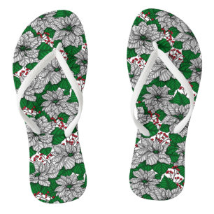 Weiße Poinsettie, Weihnachtsmuster Flip Flops