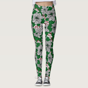 Weiße Poinsettie, Weihnachtsmuster Leggings