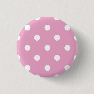 Weiße Polka auf Rosa Button
