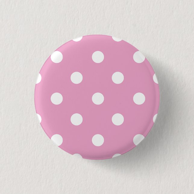 Weiße Polka auf Rosa Button (Vorderseite)