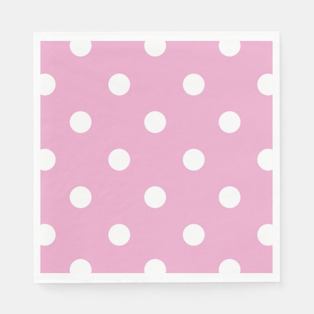 Weiße Polka auf rosa Papiertüchern; Größe wählen Serviette (Vorderseite)