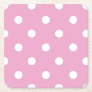 Weiße Polka auf Rosa Rechteckiger Pappuntersetzer